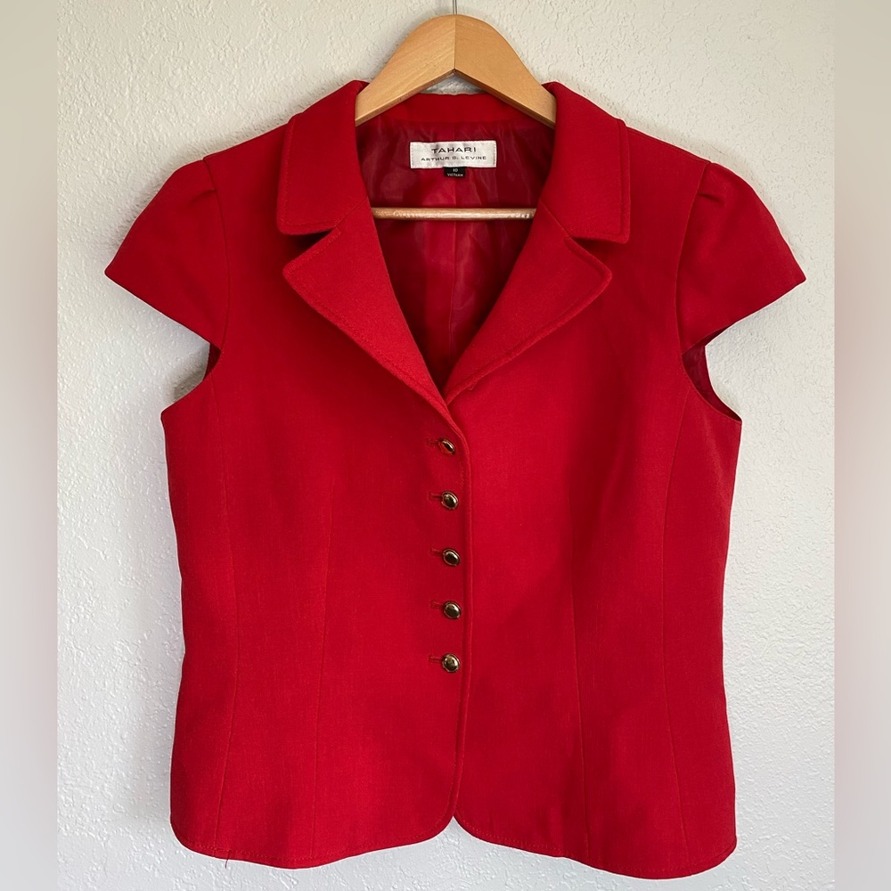 Tahari ASL Cap sleeve red jacket